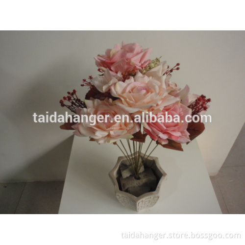12 Heads Autumn Scenery Curling Selvedge Rose Aritifical Craft Flowers Made for Decor